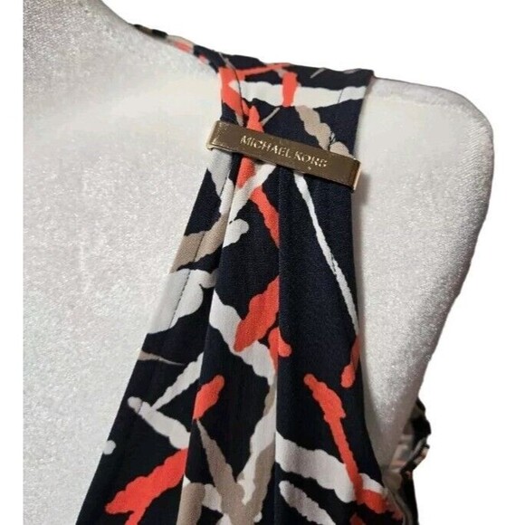Michael Kors Women Fit N Flare Center Pleat Stretch Multicolor Dress Size Medium - Picture 4 of 6